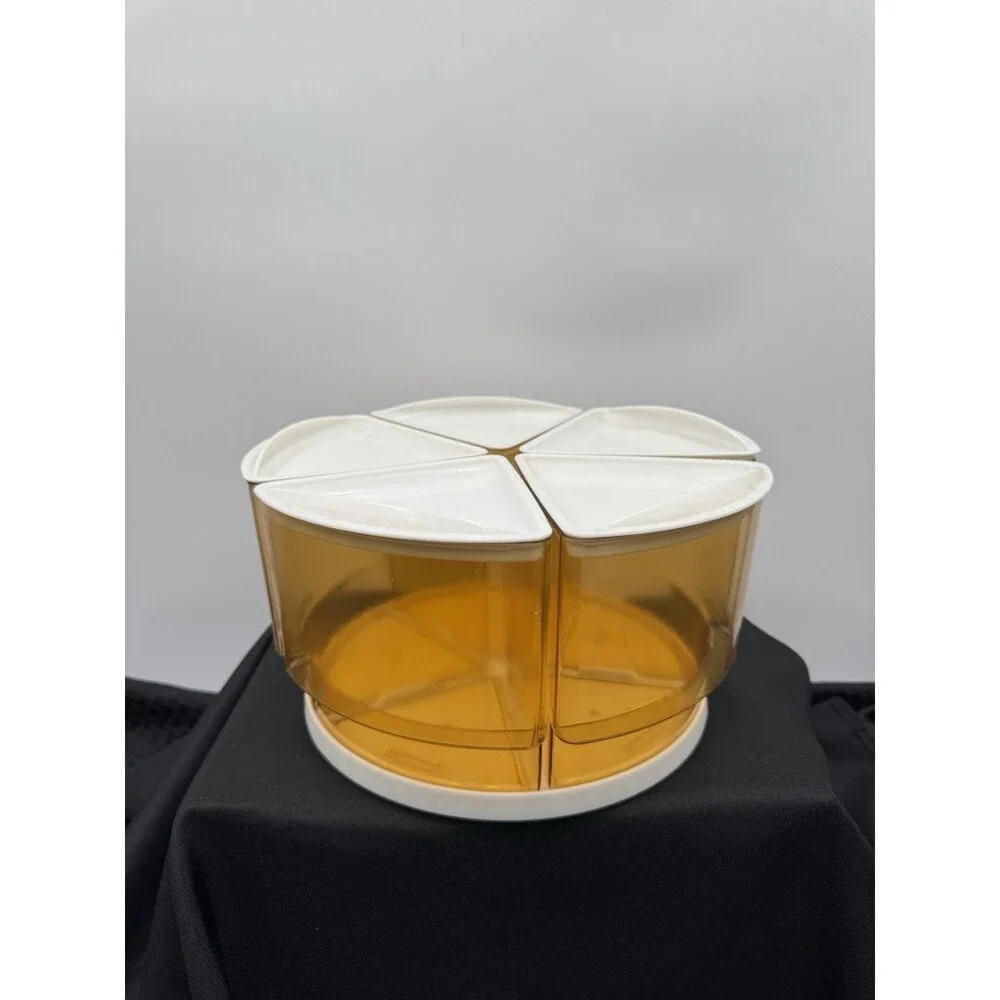 Vintage Rubbermaid Wedge Triangle Amber Canister 11 pc Set JB1-2441 Retro